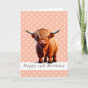 HAPPY BIRTHDAY LONG HAIR BROWN COW CARD
