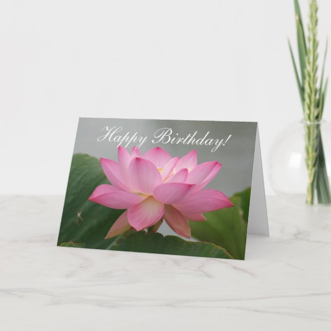 Happy Birthday  Lotus Blossom greeting card (Front)