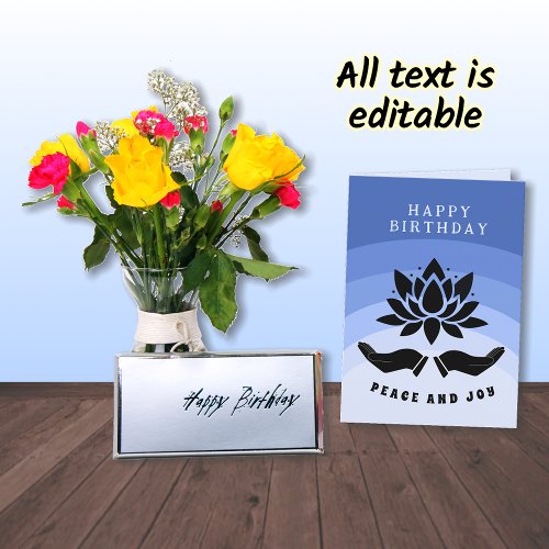 Happy Birthday lotus flower peaceful blue Card