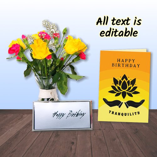 Happy Birthday lotus flower tranquil yellow orange Card