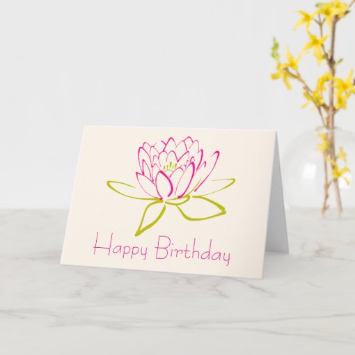 Happy Birthday Lotus Flower / Water Lily Card Zazzle