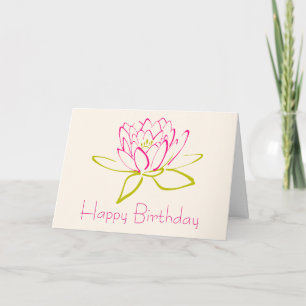 Happy Birthday Lotus Flower / Water Lily Card