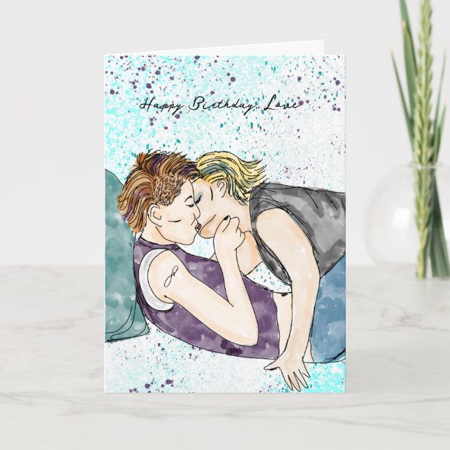 Happy Birthday, Love | Lesbian Kiss Card (Front)