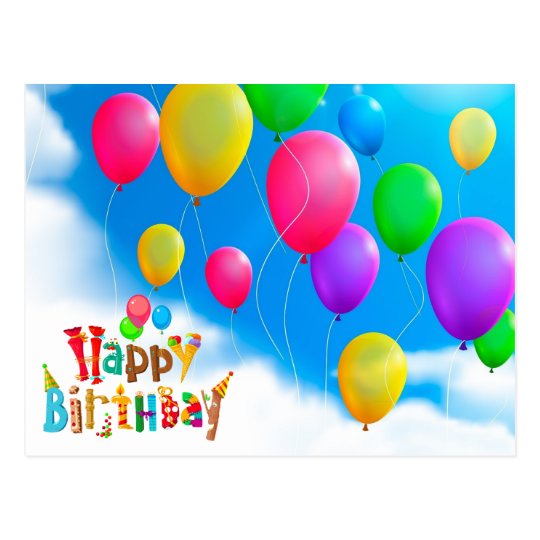 happy birthday love rainbow balloons postcard | Zazzle.com