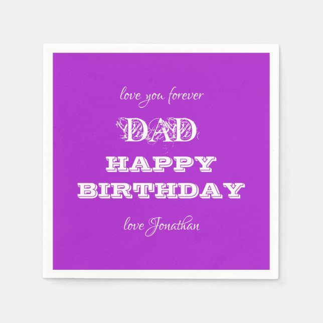 Happy Birthday Love You Dad Script Modern Paper Napkins (Front)