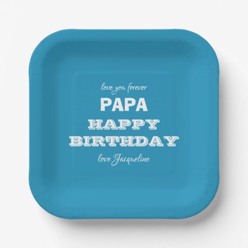 Happy Birthday Love You Forever PAPA Name Script  Paper Plates