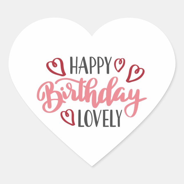 happy birthday lovely heart sticker (Front)