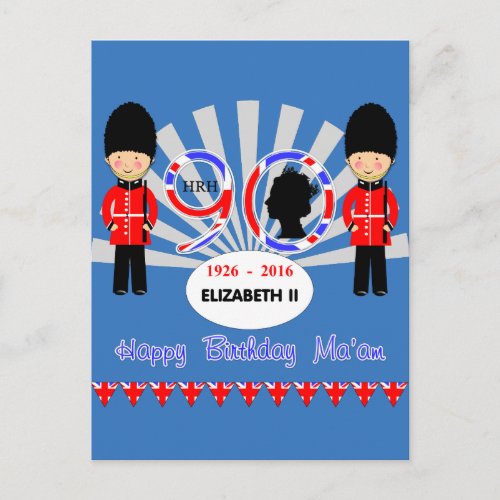 Happy Birthday Maam Queen Elizabeth II 90th Postcard