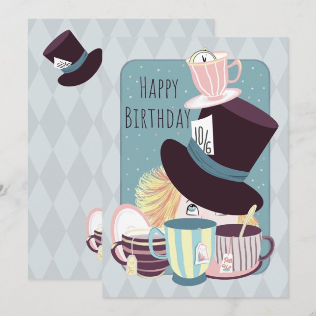     Happy Birthday Mad Hatter Tea Party (Front/Back)