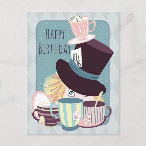 Happy Birthday Mad Hatter Tea Party Postcard