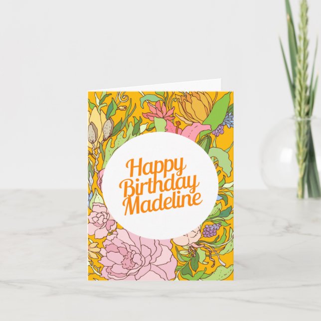 Happy Birthday Madeline | Floral Birthday Card (Front)