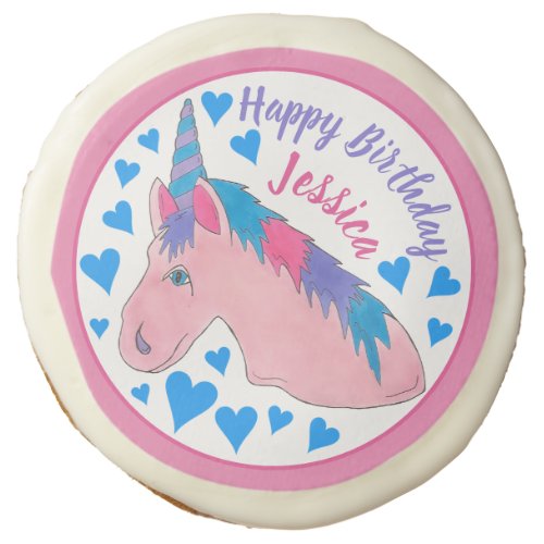 Happy Birthday Magical Pink Unicorn Party Sugar Cookie