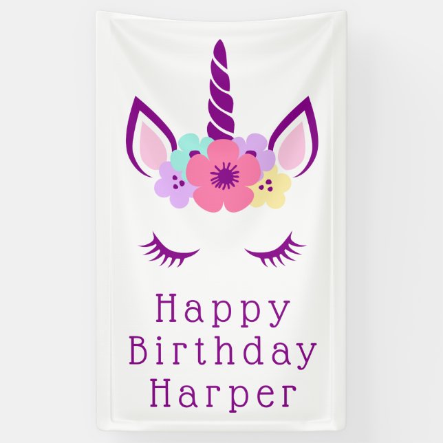 Happy Birthday | Magical Unicorn Banner (Vertical)