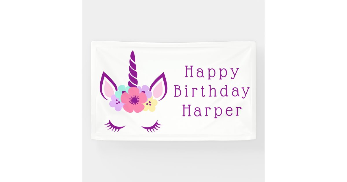 Happy Birthday Magical Unicorn Banner Zazzle com