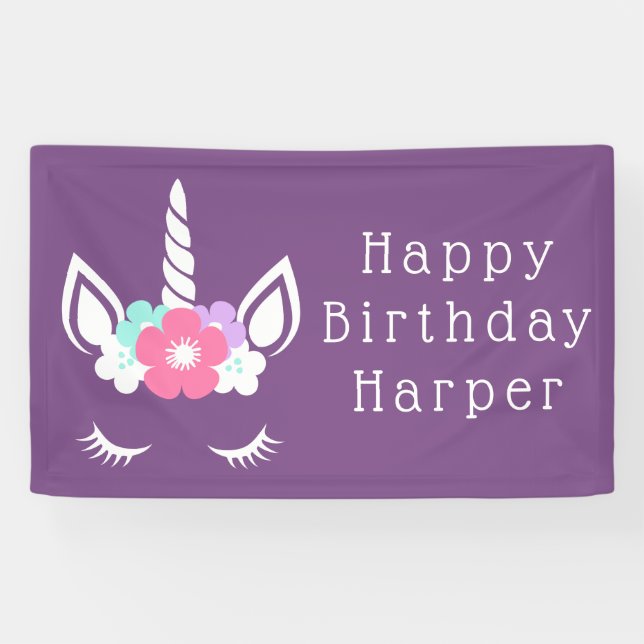 Happy Birthday | Magical Unicorn Banner (Horizontal)