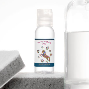 Happy Birthday Magical Unicorn Flowers Glitter Hand Sanitizer