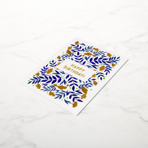 Happy Birthday! Magical Yellow Garden Flowers Foil Holiday Postcard