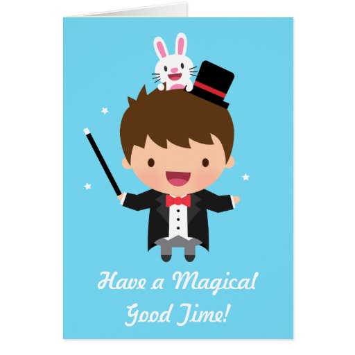 Happy Birthday Magician Boy Magic Bunny Trick Card | Zazzle