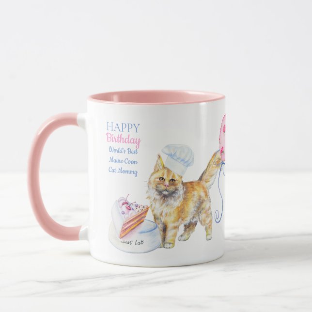Happy Birthday Maine Coon Cat Mom - Personalized Mug (Left)