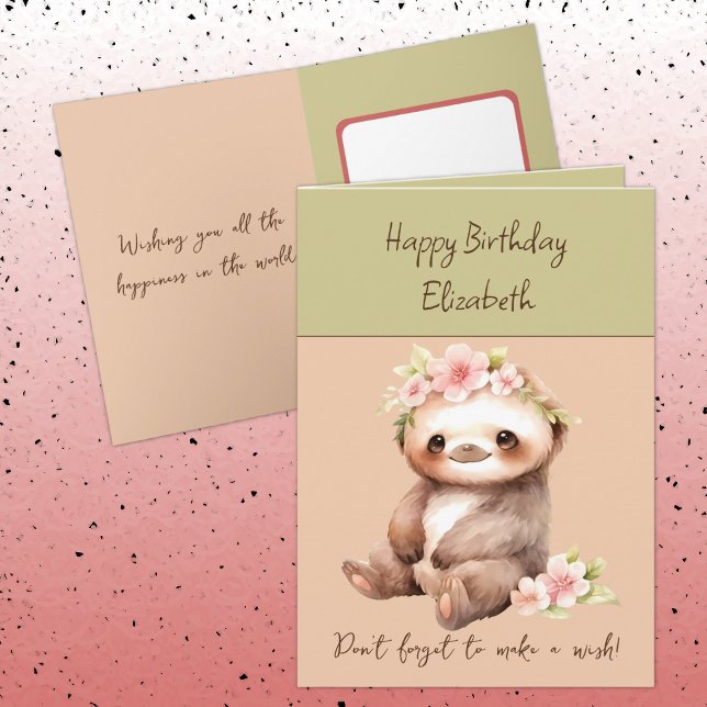 Happy birthday make a wish add name green card (Creator Uploaded)