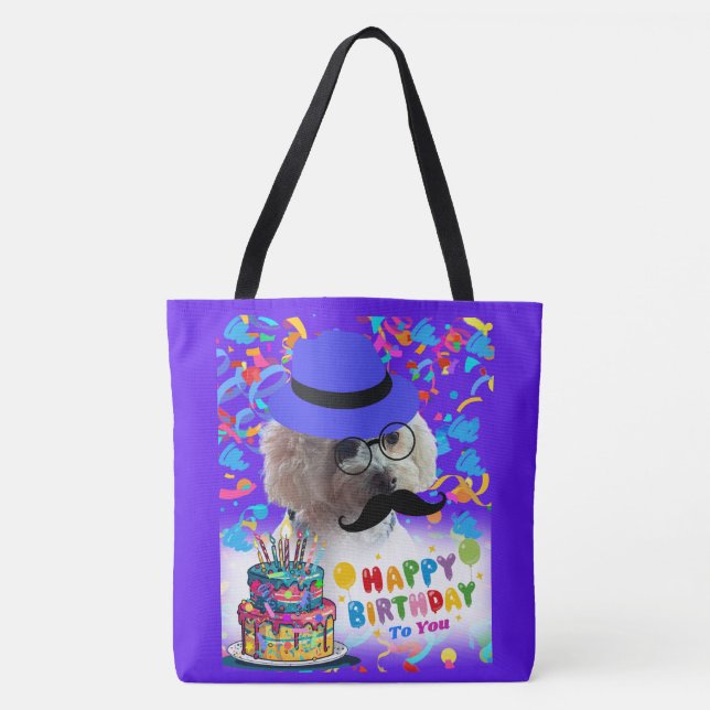 Happy Birthday Make A Wish Poodle Tote Bag (Front)