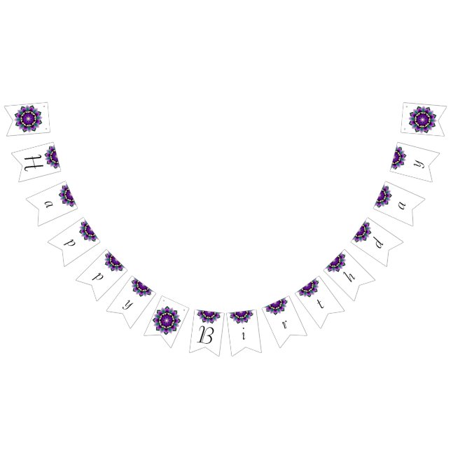 Happy birthday Mandala in purples Bunting Flags (All)