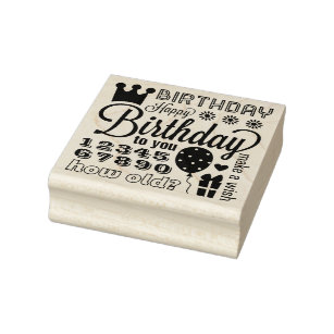 Happy Birthday Rubber Stamp – RubberHedgehog Rubber Stamps