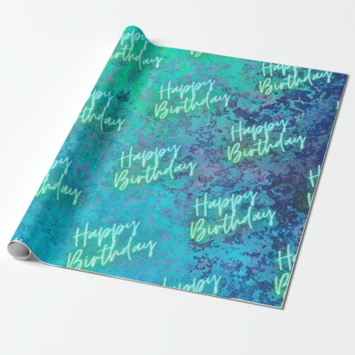 Happy Birthday March Aquamarine  Wrapping Paper
