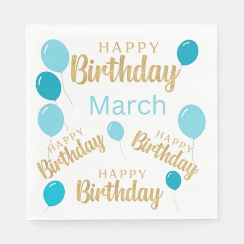 Happy birthday March birthdays Paper Napkin