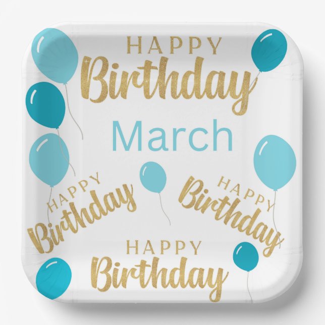 Happy birthday March birthdays Paper Plate (Front)