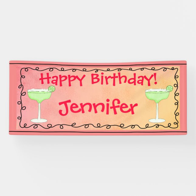 Happy Birthday Margarita Name Personalized Banner (Horizontal)