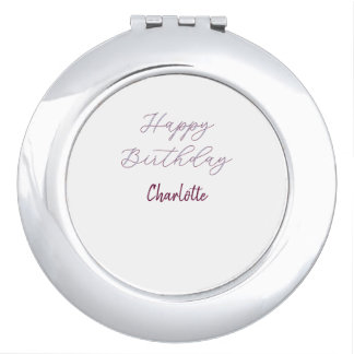 HAPPY Birthday maron blue gray name date pastel Compact Mirror