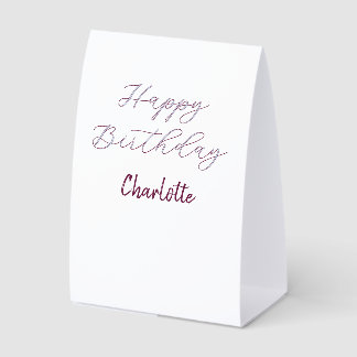 HAPPY Birthday maron blue gray name date pastel Paper Table Tent