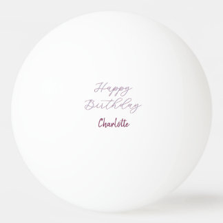 HAPPY Birthday maron blue gray name date pastel Ping Pong Ball