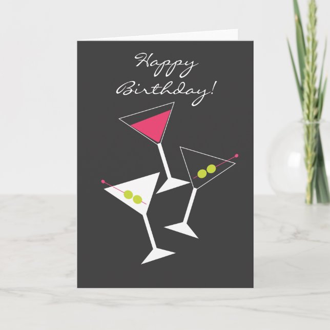 Happy Birthday Martini Glass Greeting Card (Front)