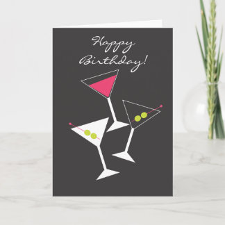 Happy Birthday Martini Glass Greeting Card