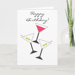 Happy Birthday Martini Glasses Greeting Card