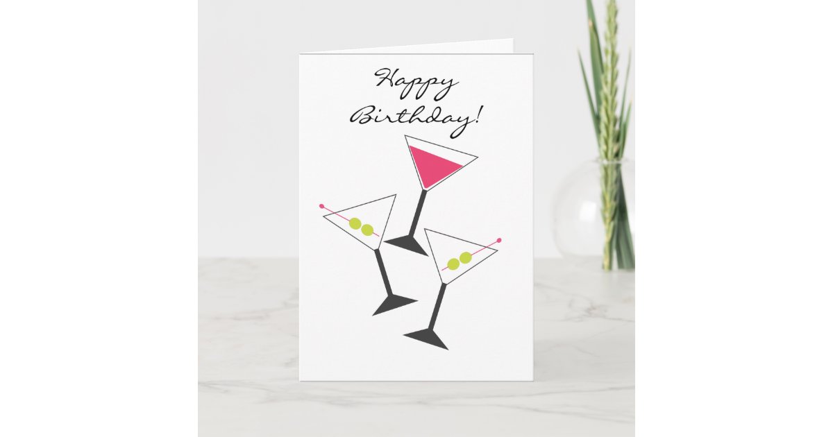 Happy Birthday Martini Glasses Greeting Card Zazzle