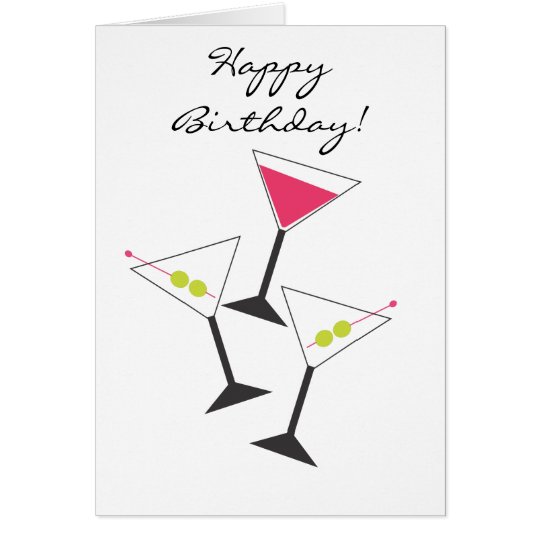 Happy Birthday Martini Glasses Greeting Card