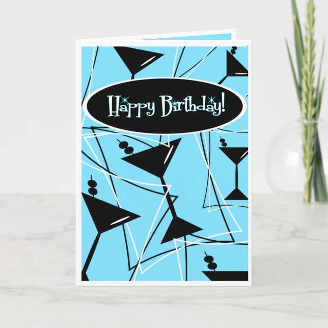 Happy Birthday Martini In Blue Card (Front)