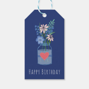 Happy Birthday Masons Jar Floral Gift Tags