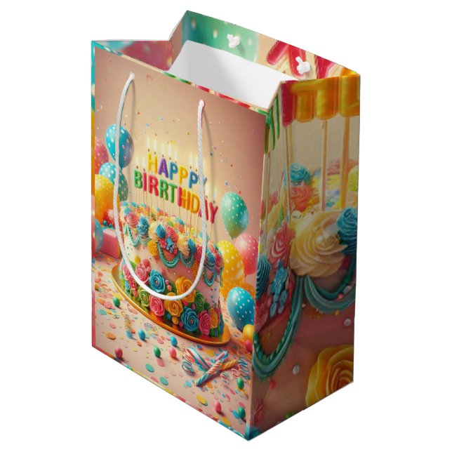 happy birthday medium gift bag (Back Angled)