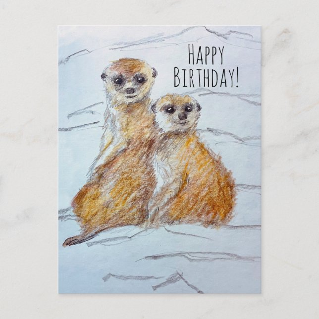 Happy Birthday Meerkat Wildlife Animals  Postcard (Front)