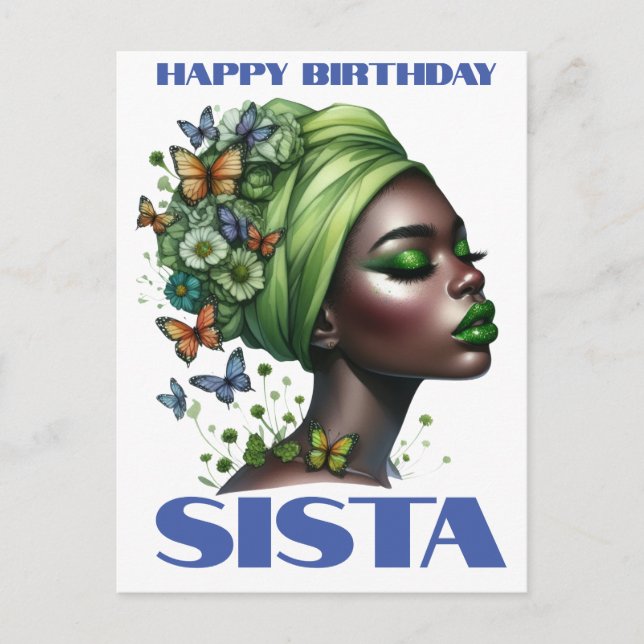 Happy birthday melanin black girl magic beautiful  holiday postcard (Front)