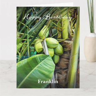Happy Birthday Men Coconuts Trees Tropical Big Card