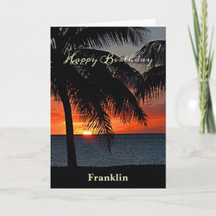 Happy Birthday Men Sunset Ocean Tropical Trees  Card