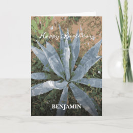 Happy Birthday Men Watercolor Plants Personalize Card