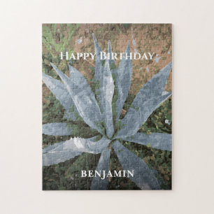 Happy Birthday Men Watercolor Plants Personalize Jigsaw Puzzle