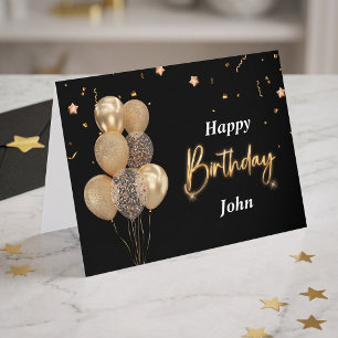 Happy birthday Mens Folded Greeting Card - Black