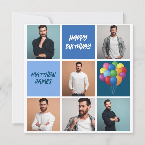 Happy Birthday Mens Photo Collage Personalized Card
